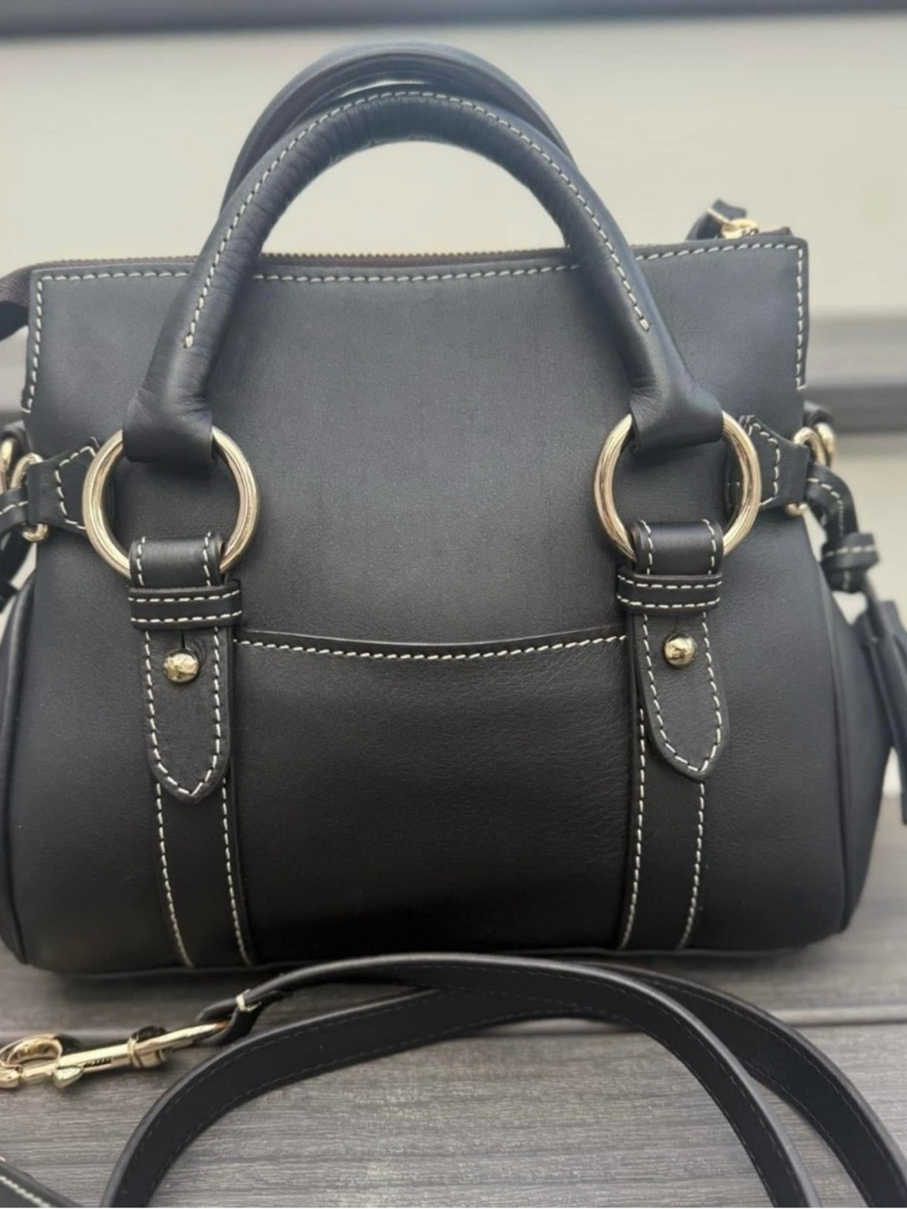 Dooney & Bourke Black Penrose Satchel In Excellent Condition View 2